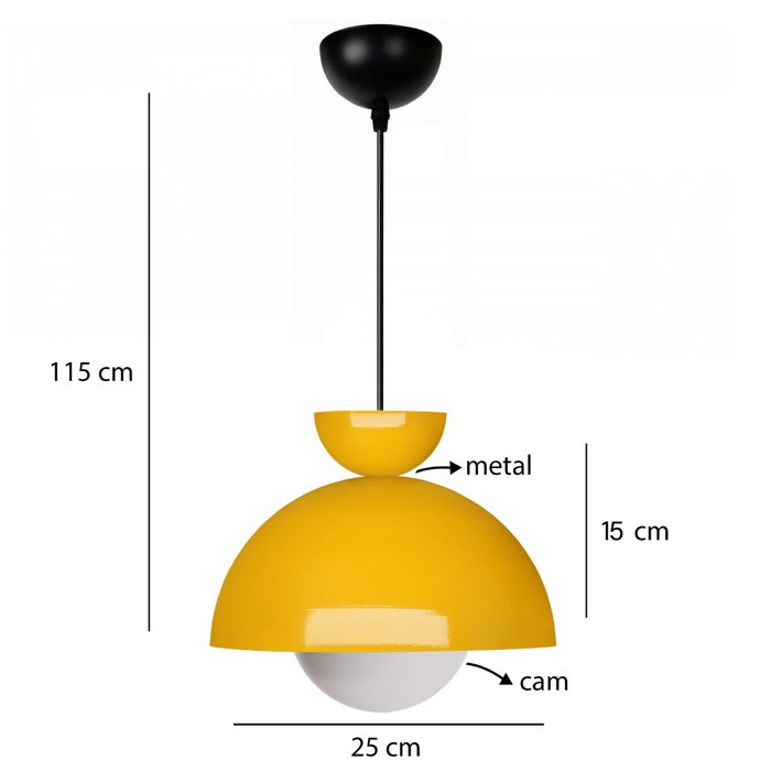 Opviq Lámpara de araña amarilla con globo de cristal Opviq Lámpara de araña amarilla con globo de cristal